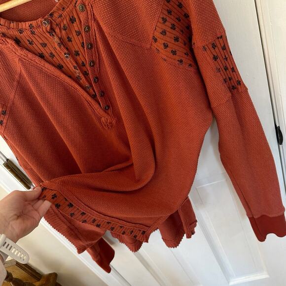 Women’s Free People Heart To Heart Top Thermal Brick Red Size M - Picture 4 of 5